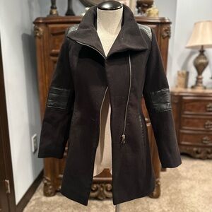 Girls Rothschild black felt jacket with leather details size 12